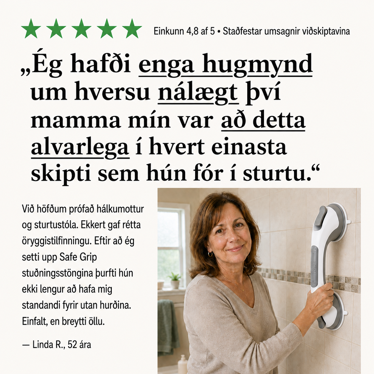 GRIV stuðningsstöng fyrir sturtu